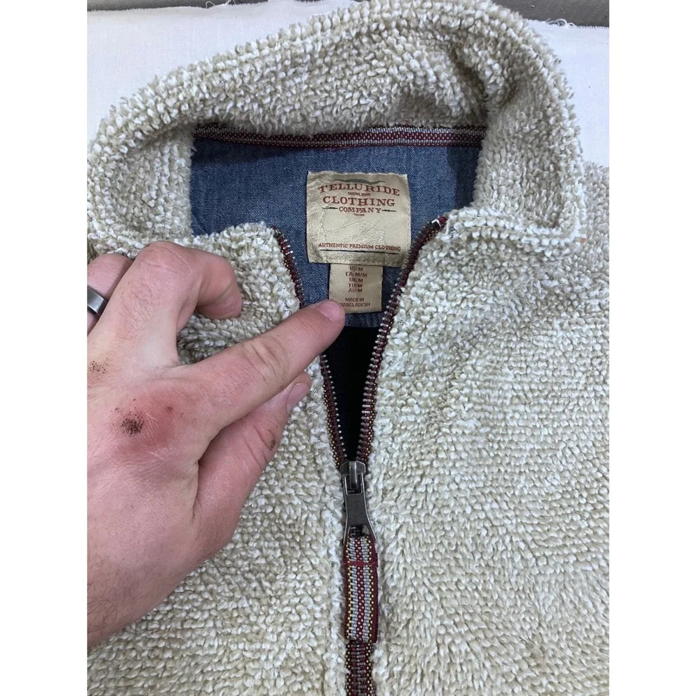 Telluride Clothing Co Mens Medium Tan‎ Sherpa Fleece 1/4 Zip Pullover Jacket
